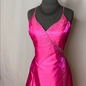 Hot Pink taffeta gown